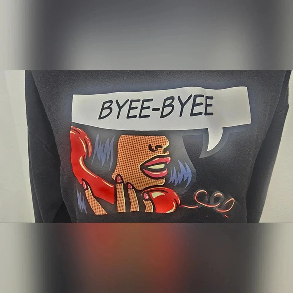 Forever 21 Women's Byee Byee Graphic Print Long Sleeve Crop Top Hoodie Large - Picture 6 of 10